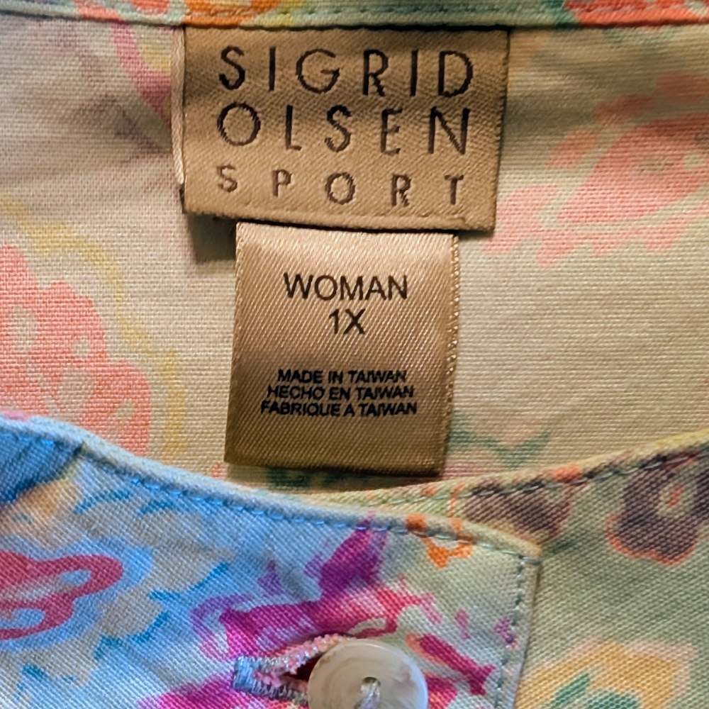 SIGRID OLSEN Sport Blazer - Aqua/Multi BOHO - 1X - NWOT - Picture 2 of 15